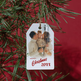Julpresentkort Moderna Trendiga Höjdpunkter Fotogr Presentetikett