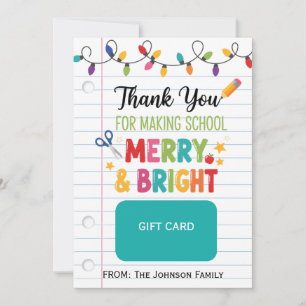 Julpresentkortshållare för lärare Merry & Bright Inbjudningar