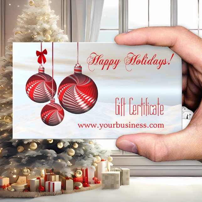 Julpresentkortsmall Rabattkort (Festive and original 3D art business gift certificate template for the Holidays and Christmas season)