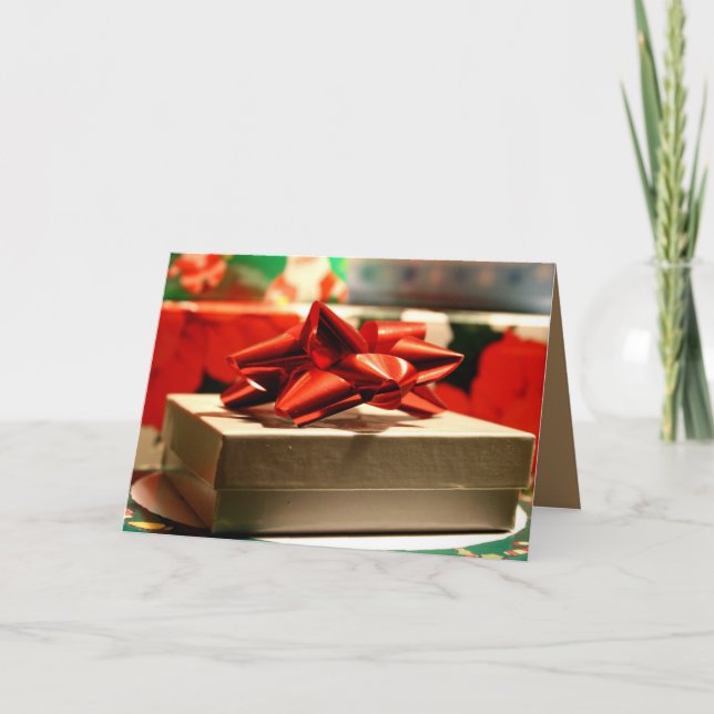 JULPRESENTLÅDA MED RÖD BANDSLINGA KORT (Framsida)