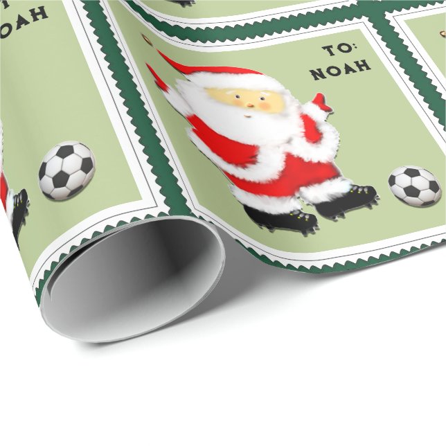 Julpresentpapper för pojke med fotboll presentpapper (Rullad Hörn)