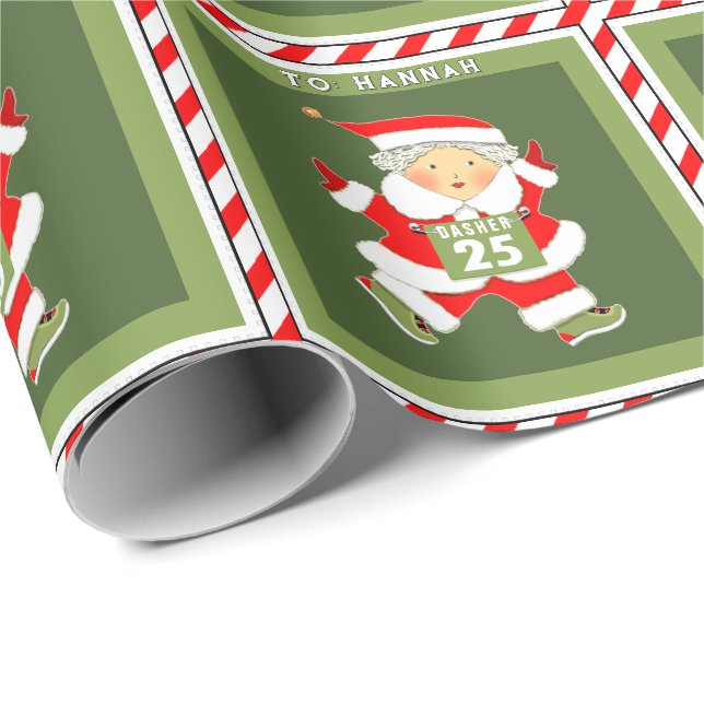 Julpresentpapper för tjejer som springer presentpapper (Rullad Hörn)