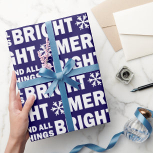 Julpresentpapper Glad och ljus marin vit Presentpapper