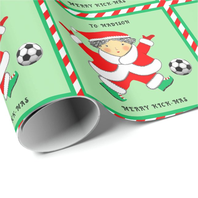 Julpresentpapper med fotbollstema för flickor presentpapper (Rullad Hörn)