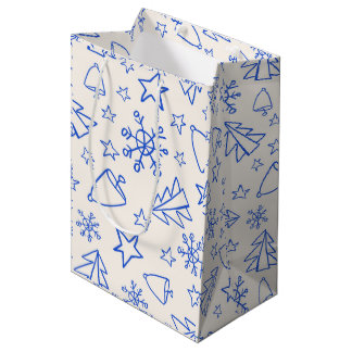 Julpresentpåse med blå klotter
