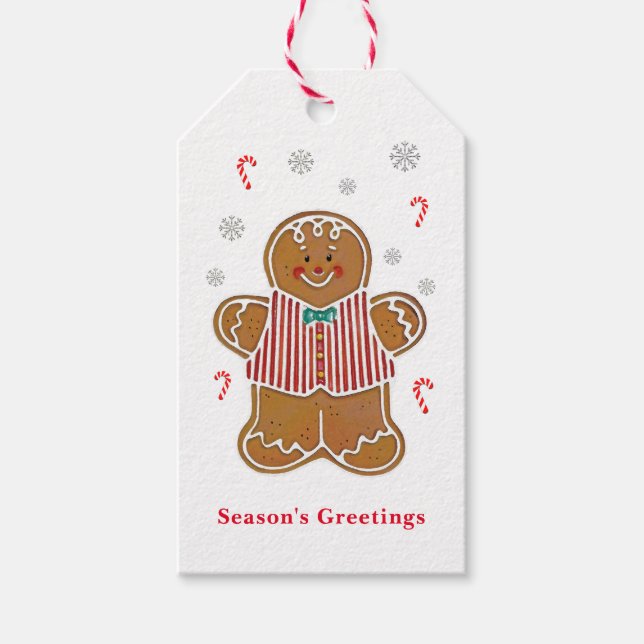 Julpresentstag för Pepparkaksgubbe Presentetikett (Framsidan)