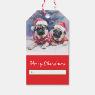 Julpresenttagg för pug-älskare presentetikett