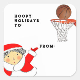 Julpresenttaggar för flickor som spelar basket fyrkantigt klistermärke
