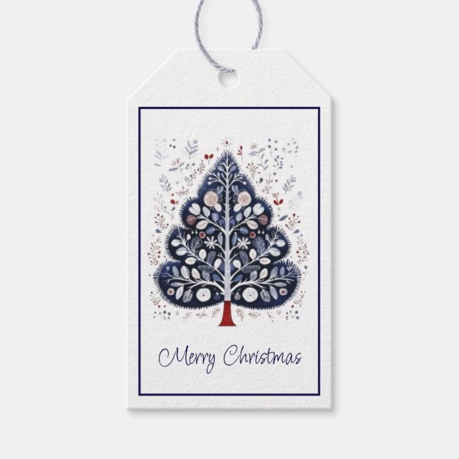 Julpresenttaggar - Skandinavisk julgran Presentetikett (Framsidan)