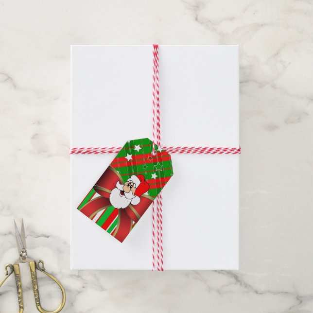 Julpresenttaggar Tomte Presentetikett (Med Snöre)