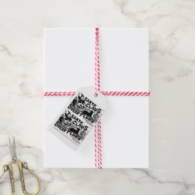 Julpresenttaggar Vintage Tomte  Presentetikett (Med Snöre)