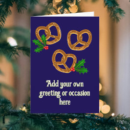Julpretzels med Holly - lägg till Helgdag Kort
