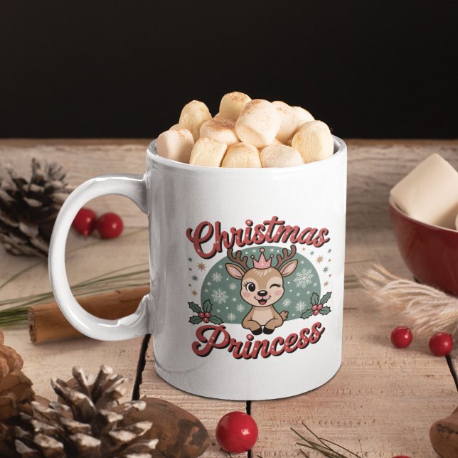 Julprinsessa | Söt flickaktig ren jul Kaffemugg (Skapare uppladdad)