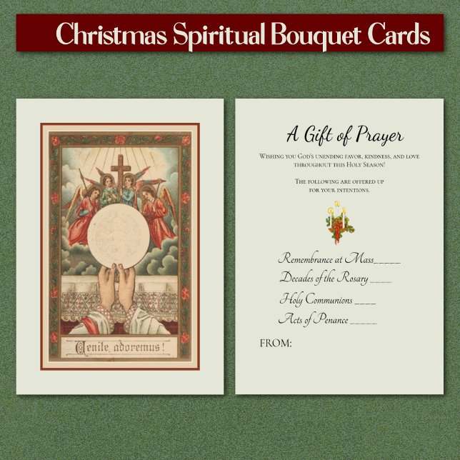 Julpristen Andlig Bouquet-Heliga Visitkort (Traditional Catholic Christmas Spiritual Bouquet Cards Sold in packs of 100)