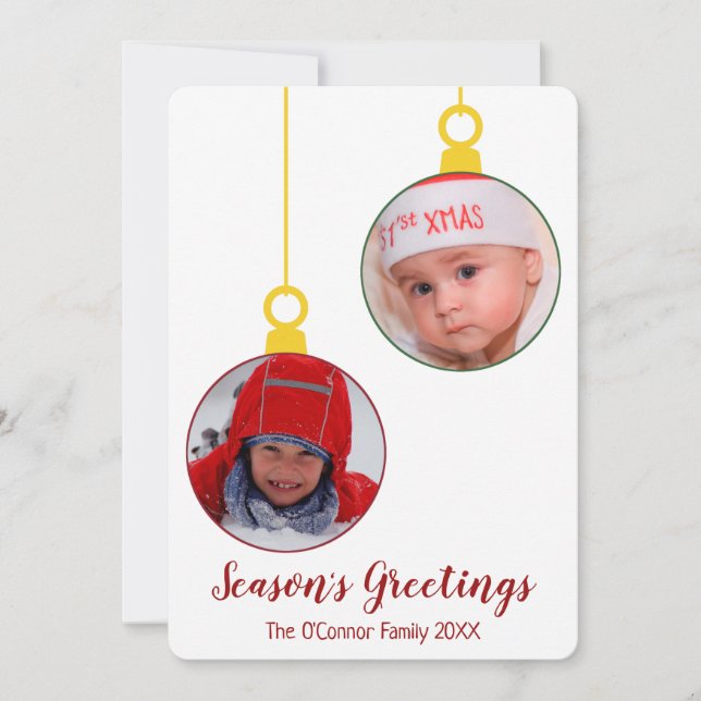 Julprydnad, 2 fotoutskärningskort, Helgdag Julkort (Framsida)