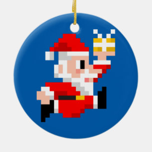 Julprydnad: 8-Bet jultomten (blått) Julgransprydnad Keramik