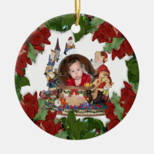 Julprydnad Foto ram holly poinsettia Julgransprydnad Keramik