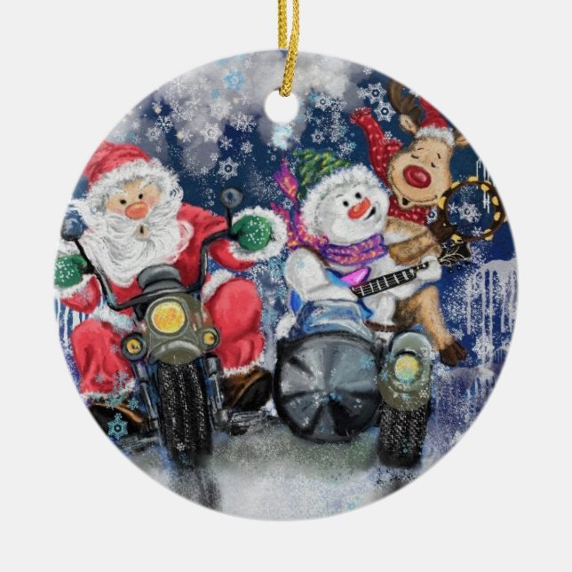 Julprydnad Glad jul vänner - Kul Julgransprydnad Keramik (Framsidan)