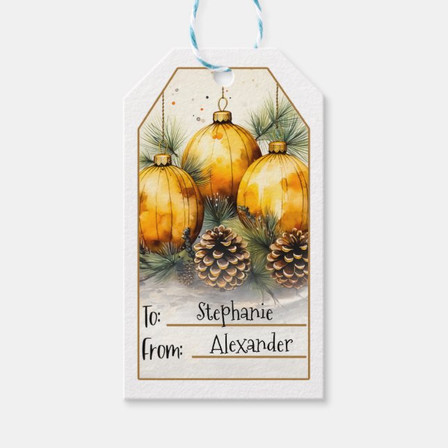 Julprydnad i Gult - Festive (2) Presentetikett (Framsidan)