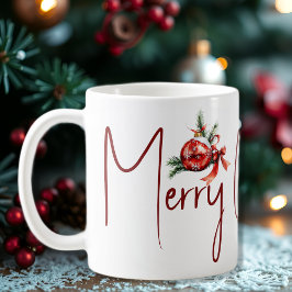 Julprydnad med rött båge och brunt grenar kaffemugg