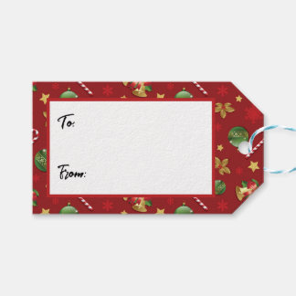 Julprydnad och Candy cane Mönster Presentetikett