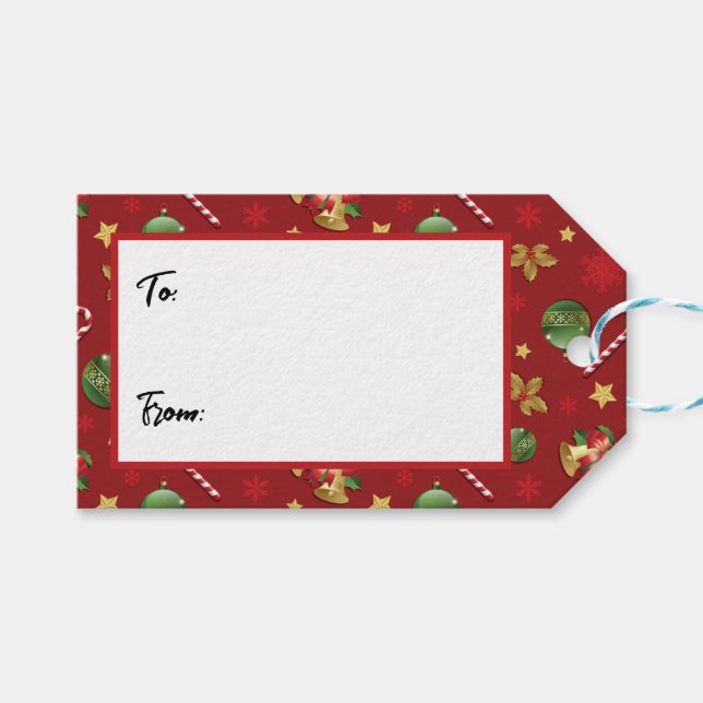 Julprydnad och Candy cane Mönster Presentetikett (Framsidan (Horisontell))
