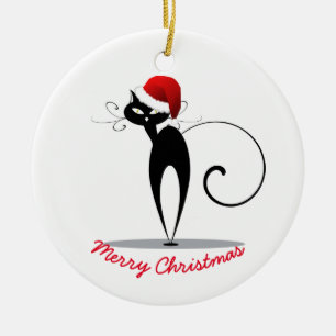 Julprydnad - Santa Cat Julgransprydnad Keramik