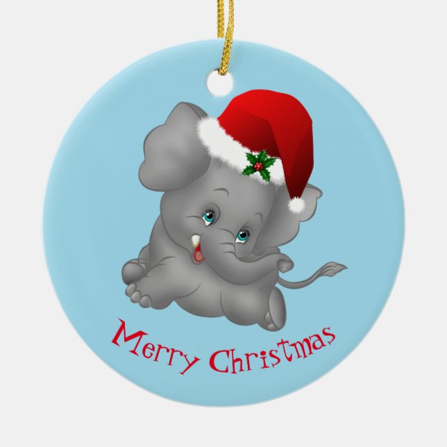 Julprydnad-Santa Elephant Julgransprydnad Keramik (Framsidan)