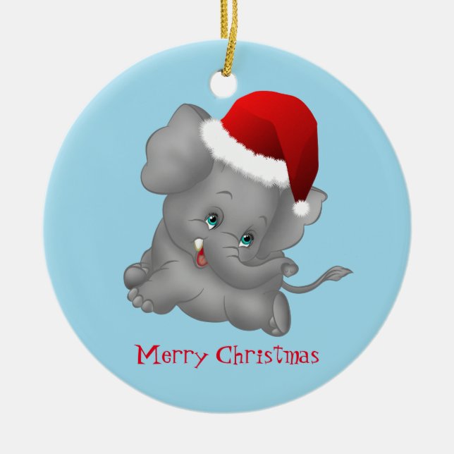 Julprydnad-Santa Elephant Julgransprydnad Keramik (Framsidan)