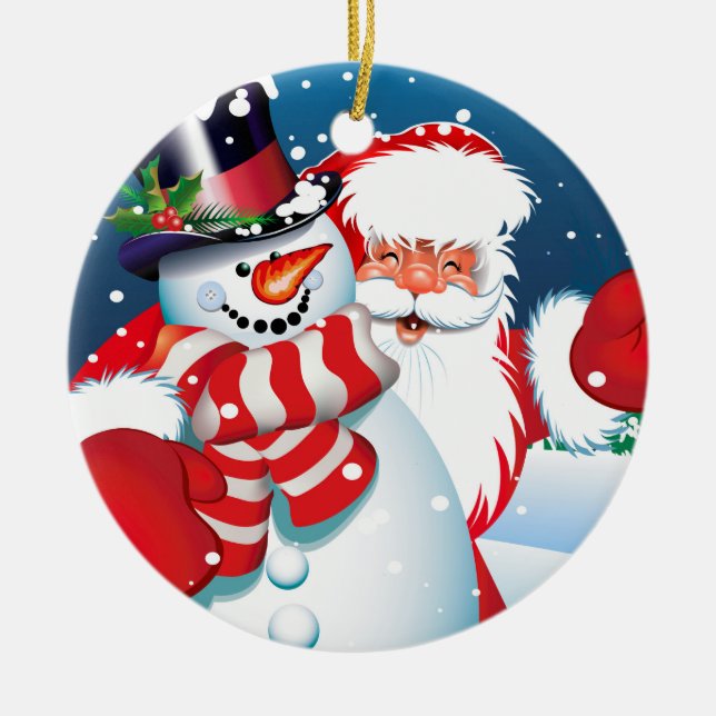 Julprydnad - Santa & Frosty Julgransprydnad Keramik (Framsidan)