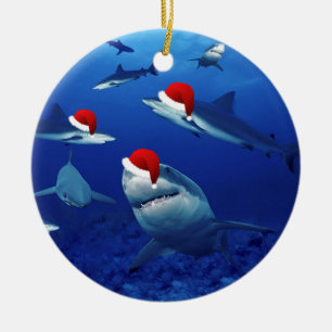Julprydnad - Santa Sharks Julgransprydnad Keramik
