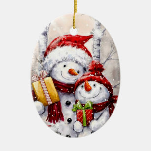 Julprydnad - Snögubbe Julgransprydnad Keramik