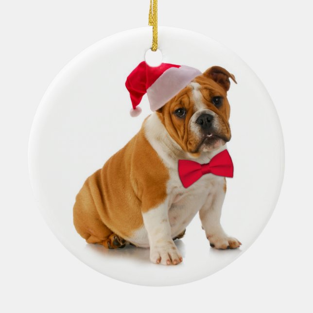 julprydnad vid Santa Bulldog Julgransprydnad Keramik (Baksidan)