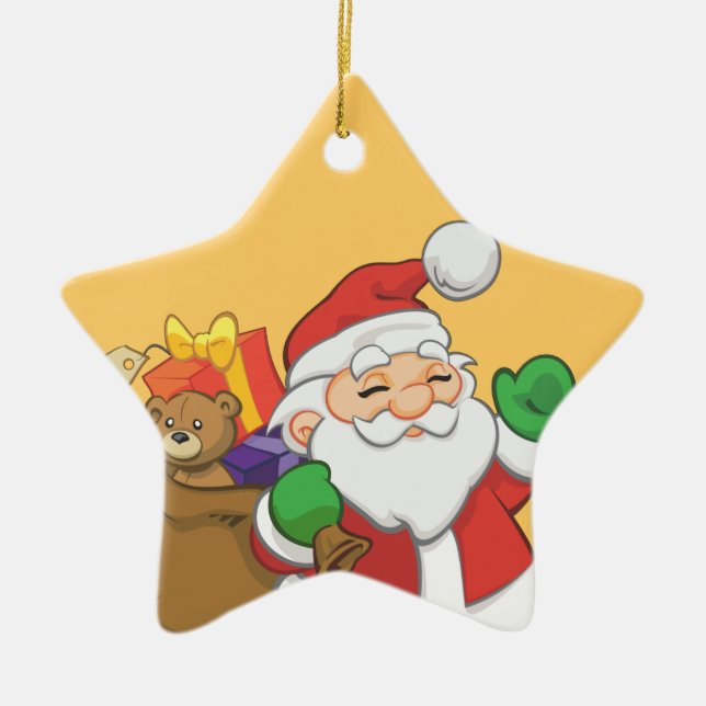 julprydnaden Santa Guld Julgransprydnad Keramik (Framsidan)