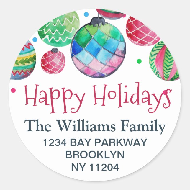 Julprydnader Bollar Retur Adressetikett Runt Klistermärke (Framsida)