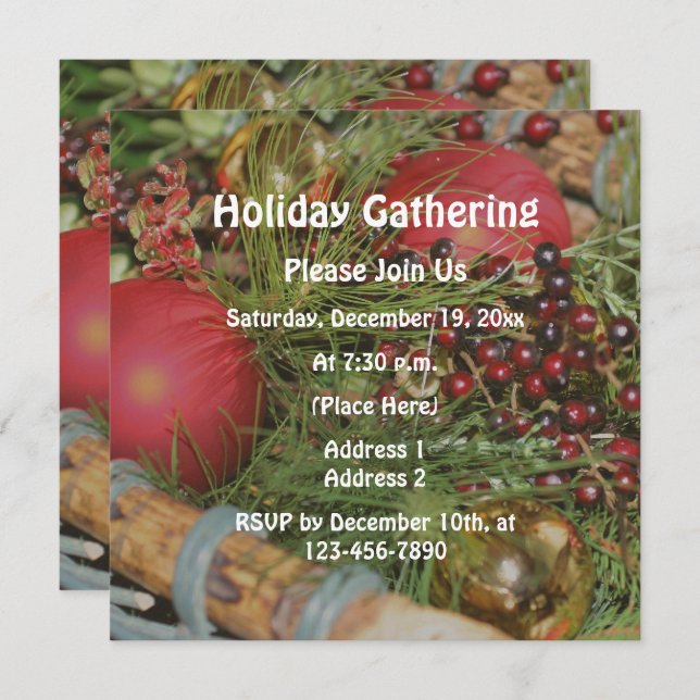 Julprydnader Evergreens Helgdag Inbjudningar (Fram/baksida)