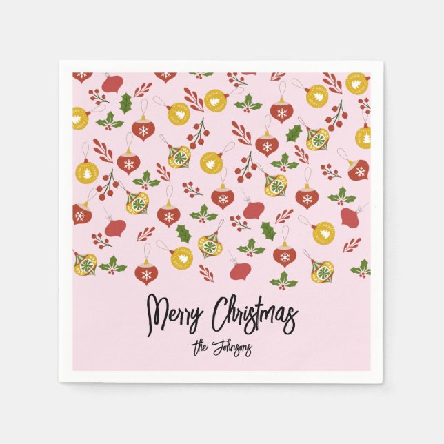 Julprydnader Festive Greenery Rosa Pappersservett (Framsidan)