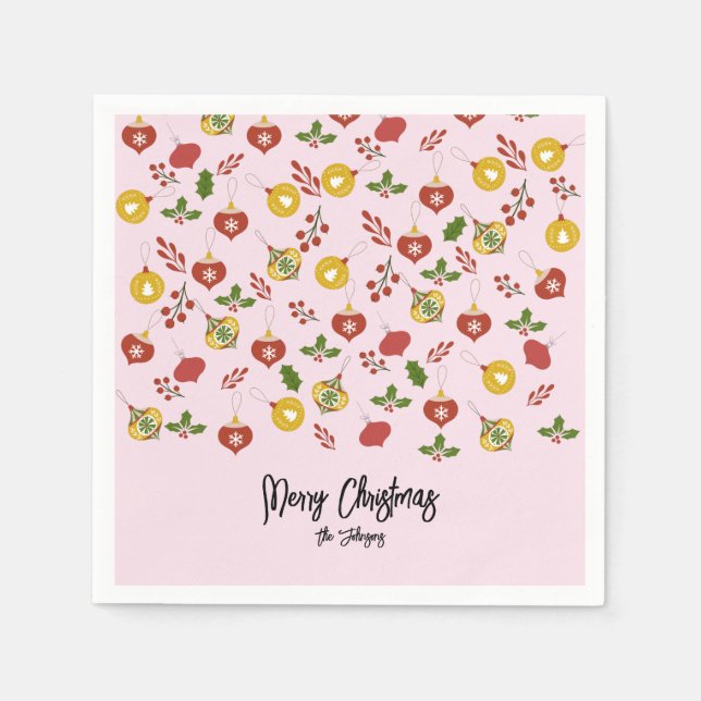 Julprydnader Festive Greenery Rosa Pappersservett (Framsidan)