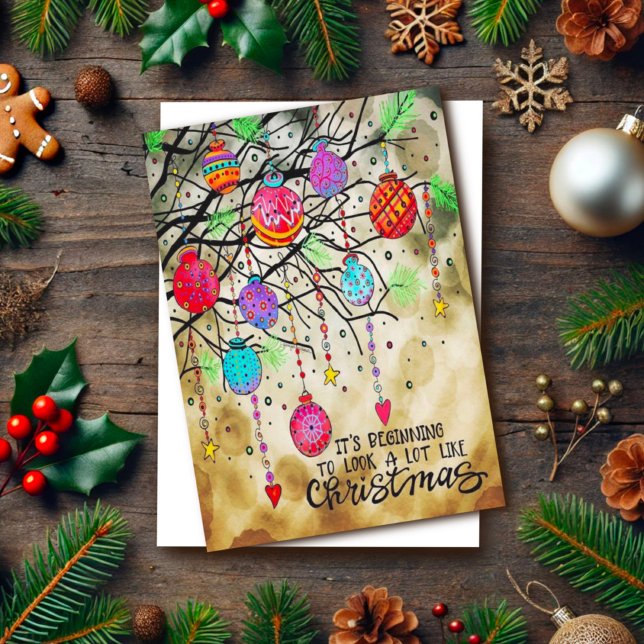 Julprydnader Festive Merry Colorful Kort (Skapare uppladdad)