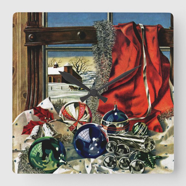 Julprydnader Fyrkantig Klocka (Framsida)