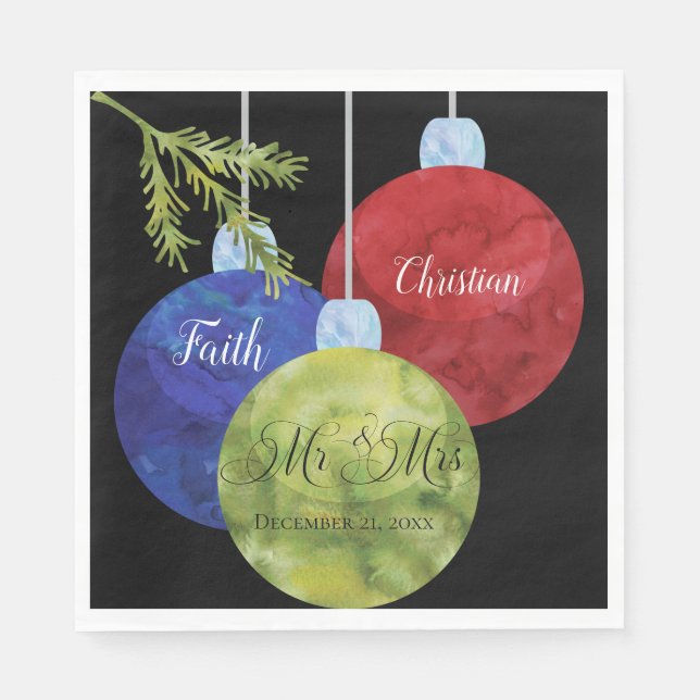 Julprydnader, herr & fru Bröllop Pappersservett (Framsidan)