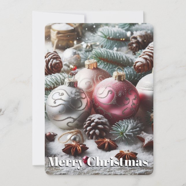 Julprydnader och grenar julkort (Framsida)
