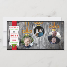 Julprydnader på Wood Helgdag Photocard Julkort