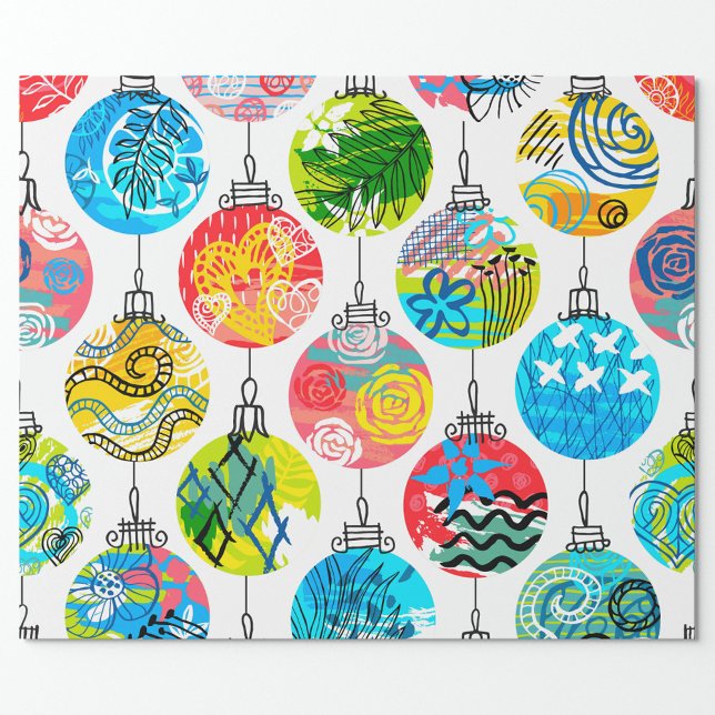 Julprydnader Presentpapper (Pretty Colorful Design Christmas Ornaments Wrapping Paper!)