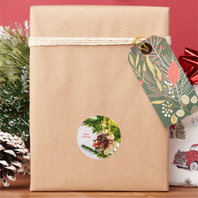 Julprydnader Runt Klistermärke (Semester)