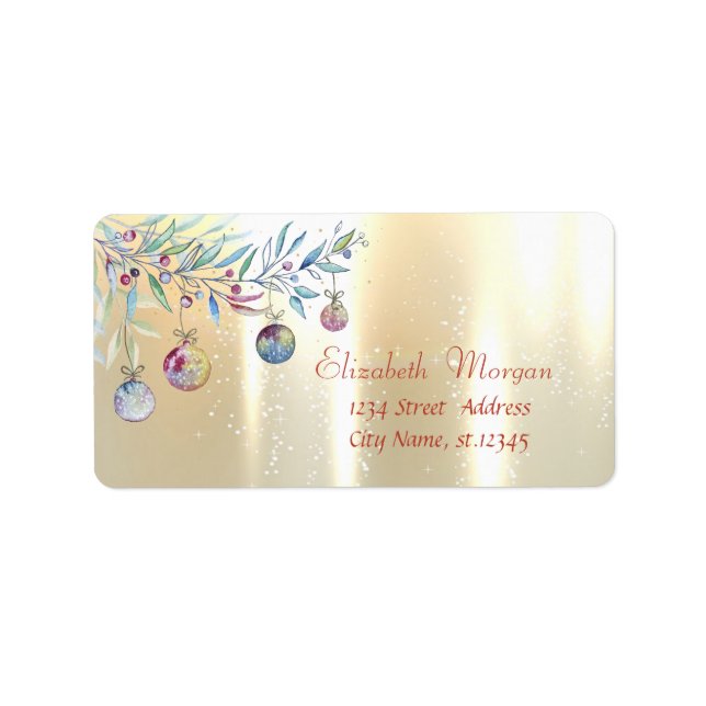 Julprydnader,Träd Gren,Guld Adressetikett (Framsidan)