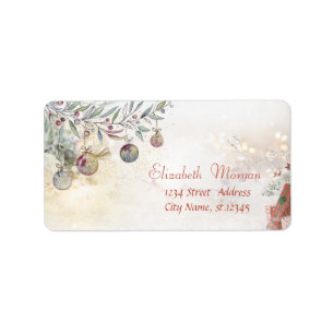 Julprydnader,Träd Grenar Presenter Adressetikett