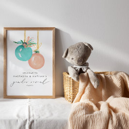 Julprydnader Vinter Gender Reveal Välkommen Poster