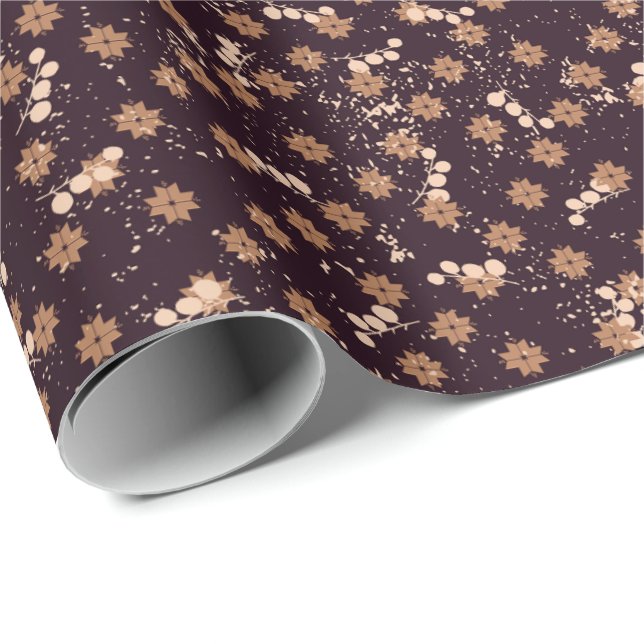 Julprydnadsbär snöflingor på mörk presentpapper (Rullad Hörn)