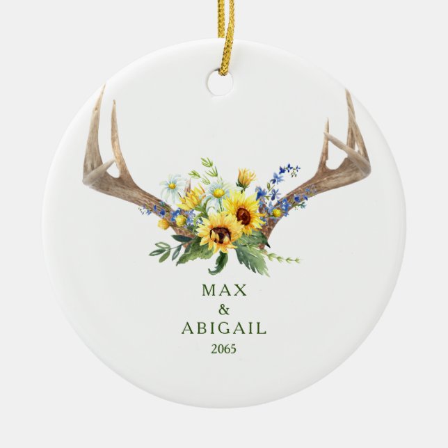 Julprydnadsblommor Antlers lite Namn Julgransprydnad Keramik (Framsidan)